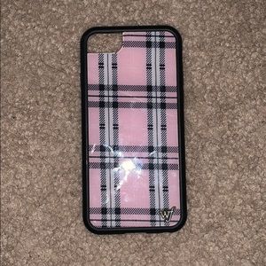 Wildflower pink plaid phone case